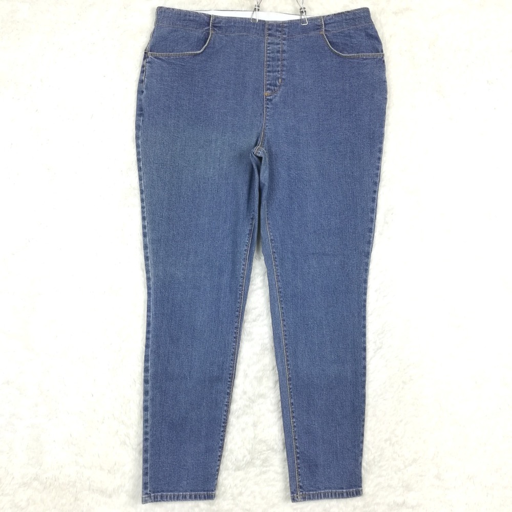 D&Co Womens Jeans Legging Jegging Skinny Blue Denim Pull On High Rise Plus 16
